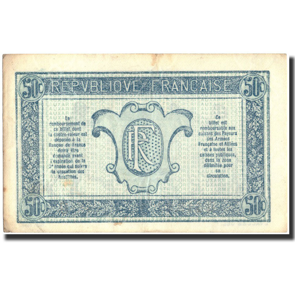 France, 50 Centimes, 1917-1919 Army Treasury, 1917, 1917, EF(40-45)