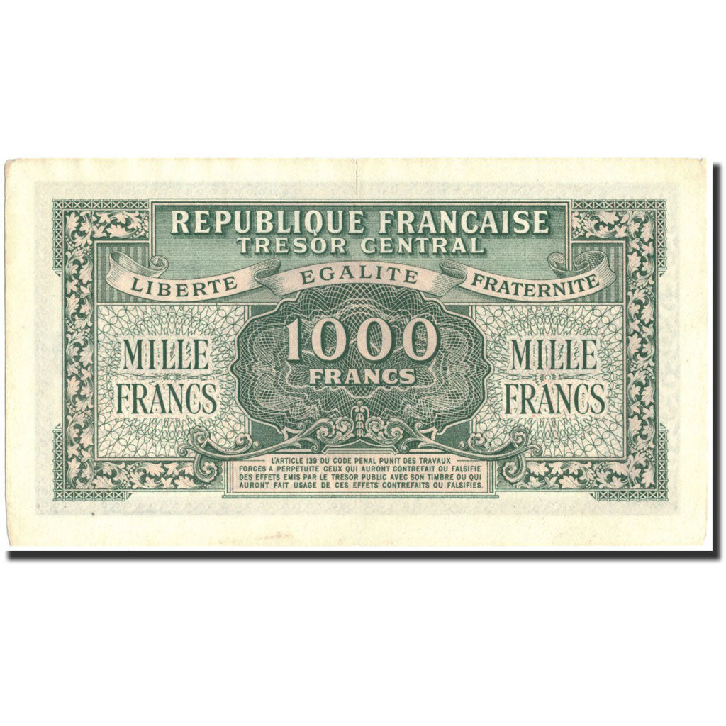 Frankreich, 1000 Francs, 1943-1945 Marianne, 1945, 1945, SS+, Fayette:VF13.2
