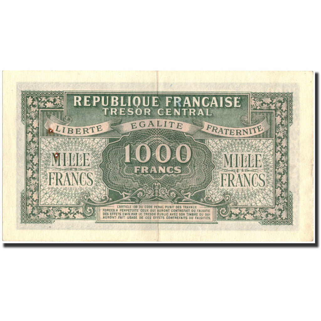 France, 1000 Francs, 1943-1945 Marianne, 1945, 1945, EF(40-45), Fayette:VF12.1