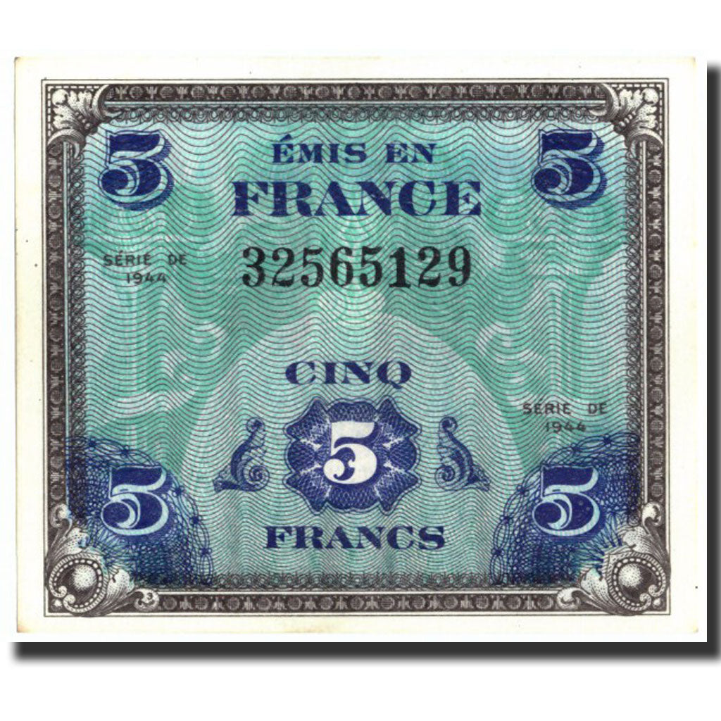 France, 5 Francs, 1944 Flag/France, 1944, 1944, SPL, Fayette:VF17.1, KM:115a