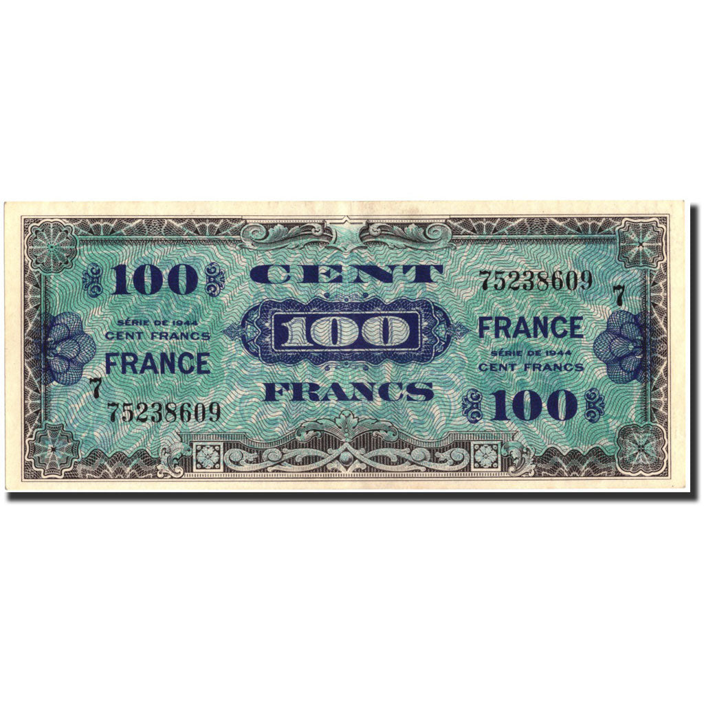 France, 100 Francs, 1945 Verso France, 1945, 1945, AU(55-58), Fayette:VF25.7