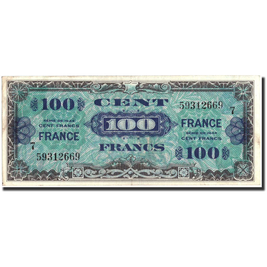 France, 100 Francs, 1945 Verso France, 1945, 1945, TB+, Fayette:VF25.7, KM:123c