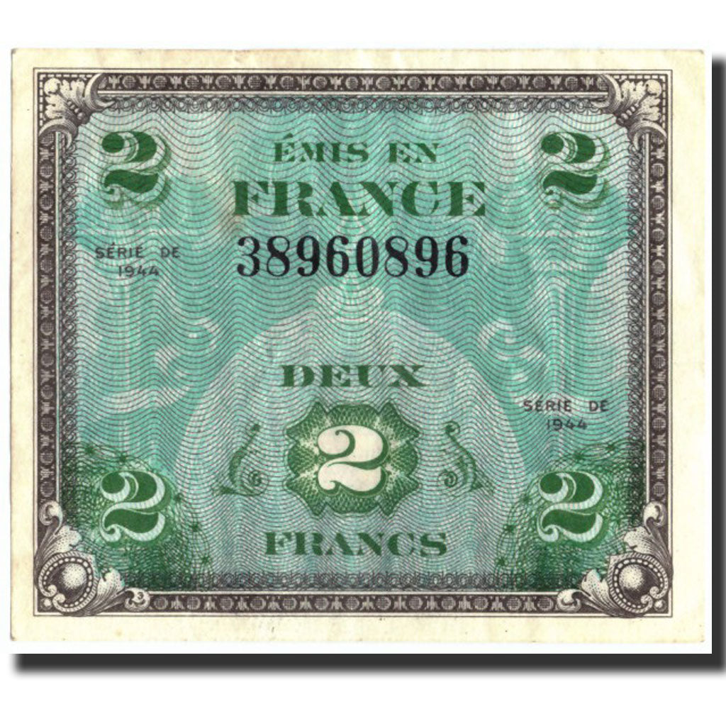 France, 2 Francs, 1944 Flag/France, 1944, 1944, AU(50-53), Fayette:VF16.1