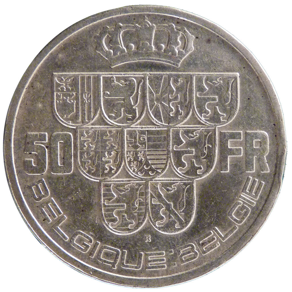 Belgio, 50 Francs, 1939, BB, Argento, KM:121.1