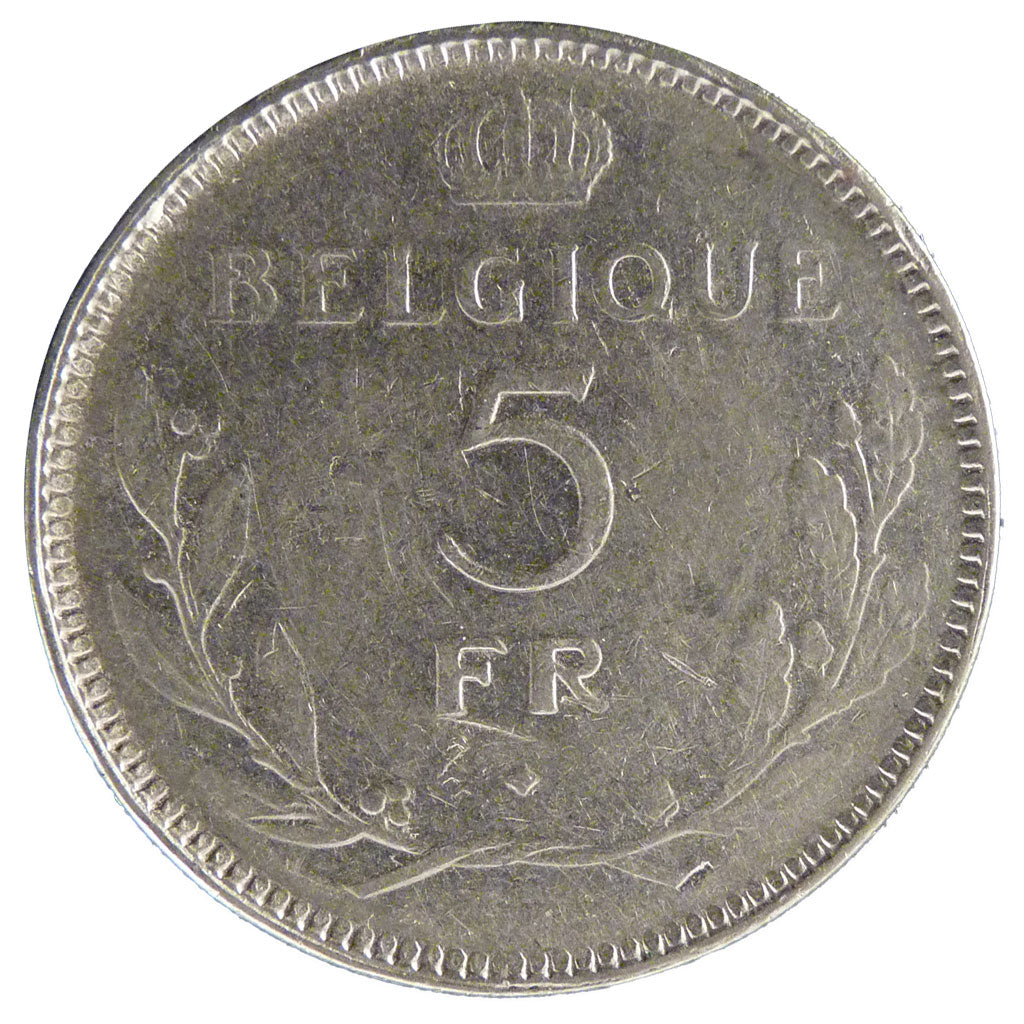Belgio, 5 Francs, 5 Frank, 1936, BB, Nichel