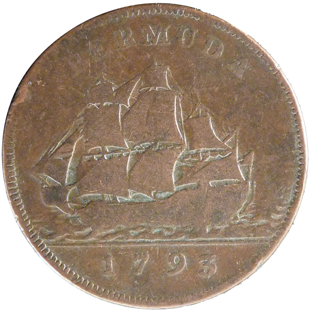 Bermuda, Penny, 1793, KM #5, VF(20-25), Copper, 13.20