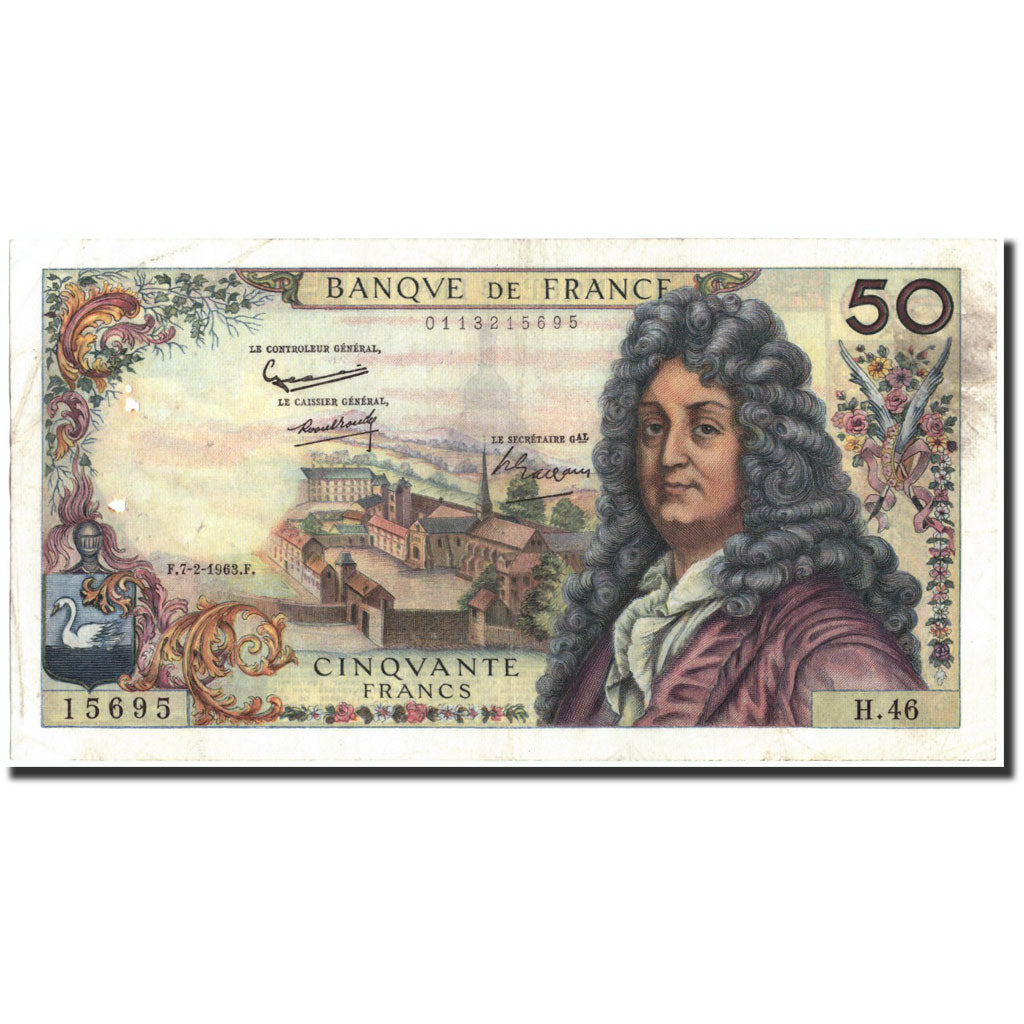 France, 50 Francs, 50 F 1962-1976 ''Racine'', 1963, 1963-02-07, EF(40-45)