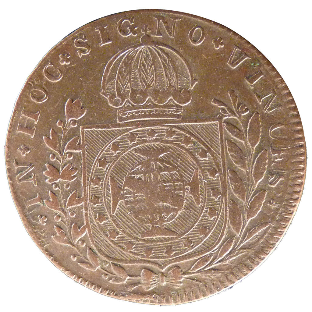 Brazil, 20 Reis, 1825, Baia, KM #360, EF(40-45), Copper, 5.60