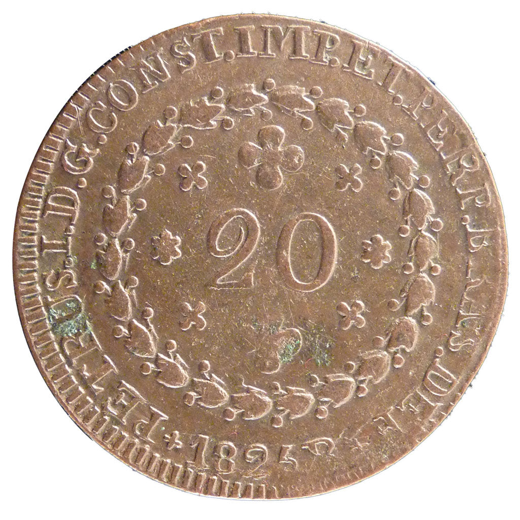 Brazil, 20 Reis, 1825, Baia, KM #360, EF(40-45), Copper, 5.60