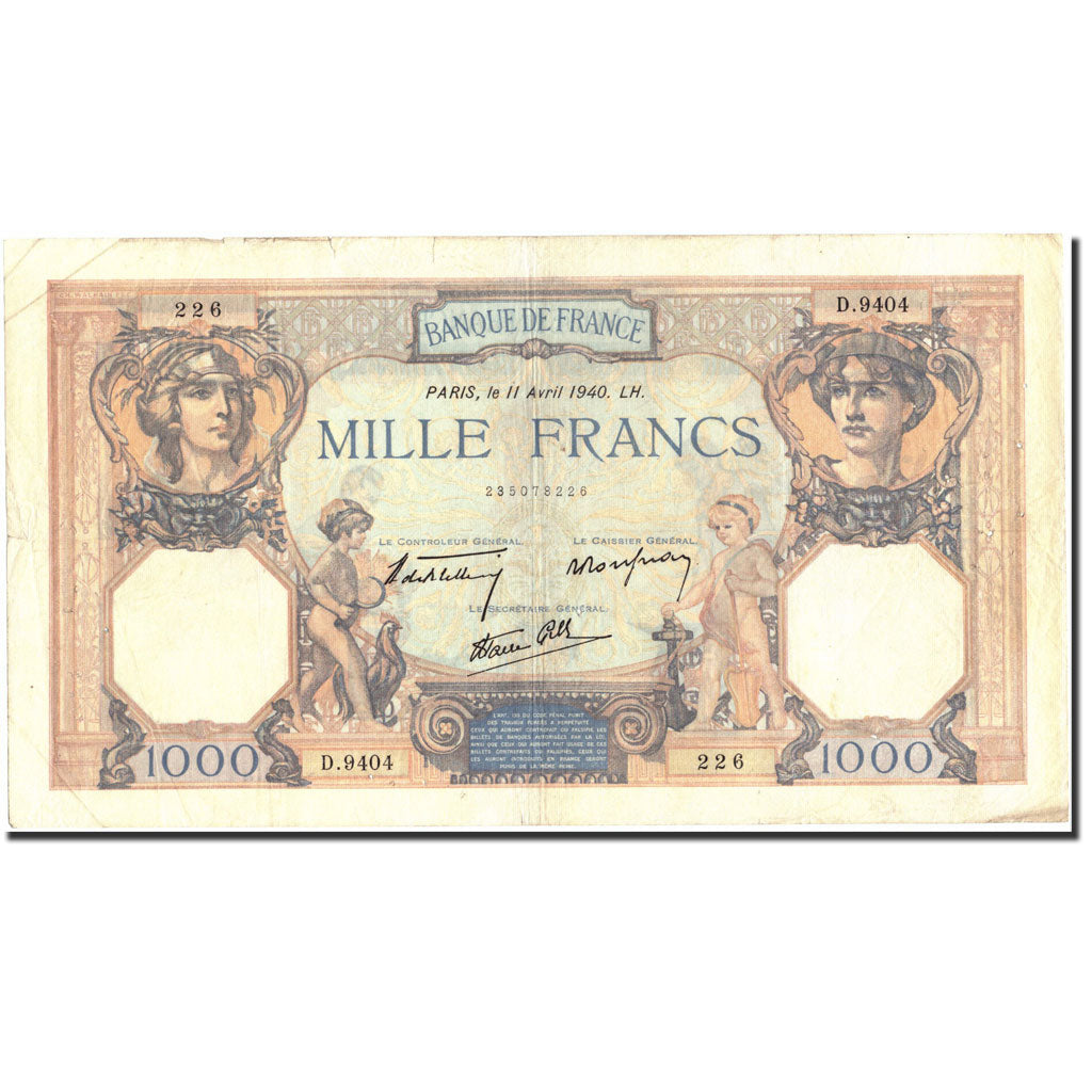 Frankreich, 1000 Francs, 1 000 F 1927-1940 ''Cérès et Mercure'', 1940