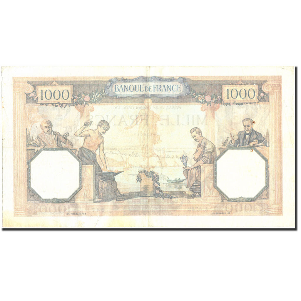 France, 1000 Francs, 1 000 F 1927-1940 ''Cérès et Mercure'', 1938, 1938-10-27