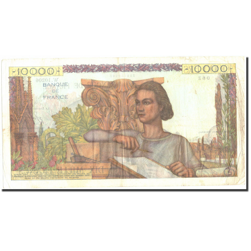 Francia, 10,000 Francs, 10 000 F 1945-1956 ''Génie Français'', 1956