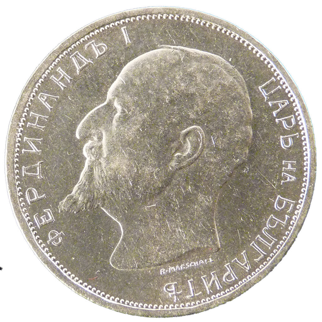BULGARIA, 2 Leva, 1913, KM #32, MS(60-62), Silver, 10.00