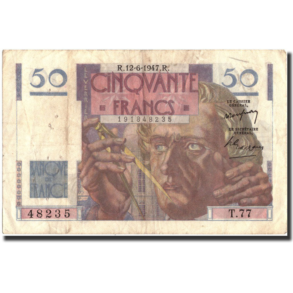Frankrijk, 50 Francs, 50 F 1946-1951 ''Le Verrier'', 1947, 1947-06-12, TB+