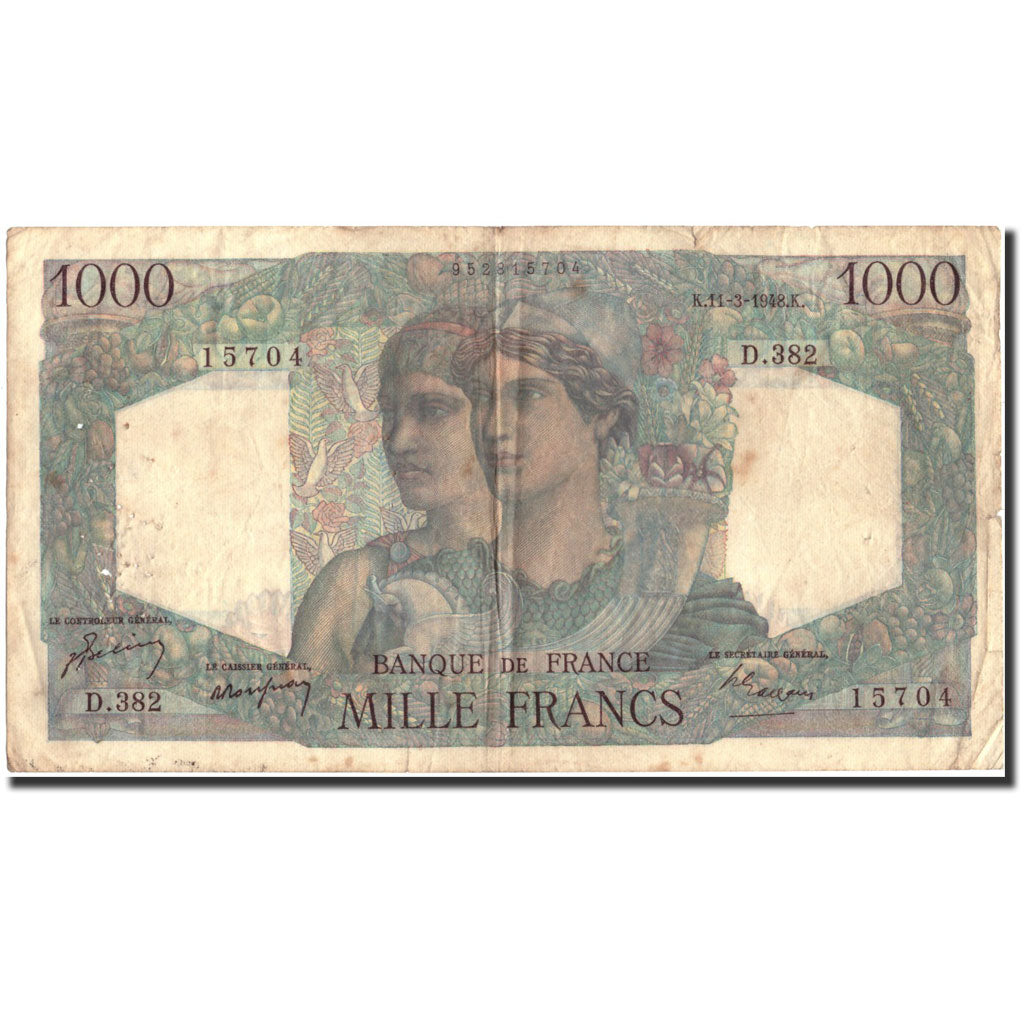 Frankreich, 1000 Francs, 1 000 F 1945-1950 ''Minerve et Hercule'', 1948