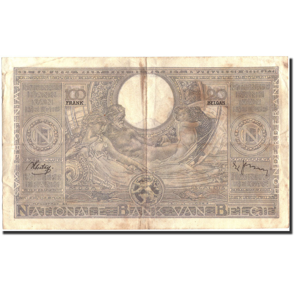 Billet, Belgique, 100 Francs-20 Belgas, 1938, 1938-02-10, KM:107, TTB