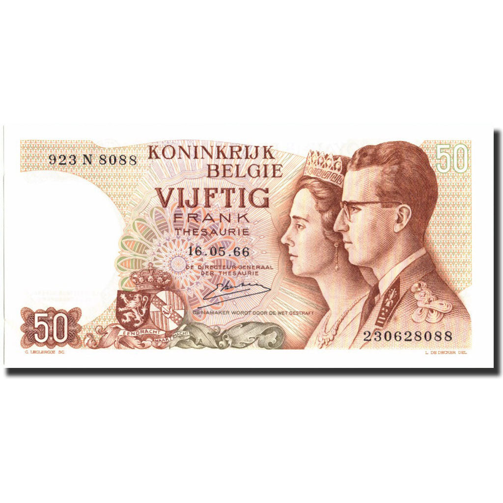 Geldschein, Belgien, 50 Francs, 1966, 1966-05-16, KM:139, UNZ-