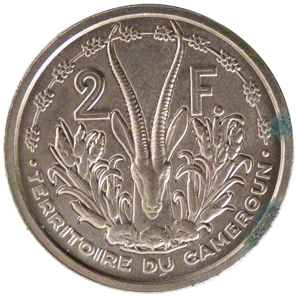 CAMEROON, 2 Francs, 1948, Paris, KM #E6, MS(65-70), Copper-Nickel, Lecompte...