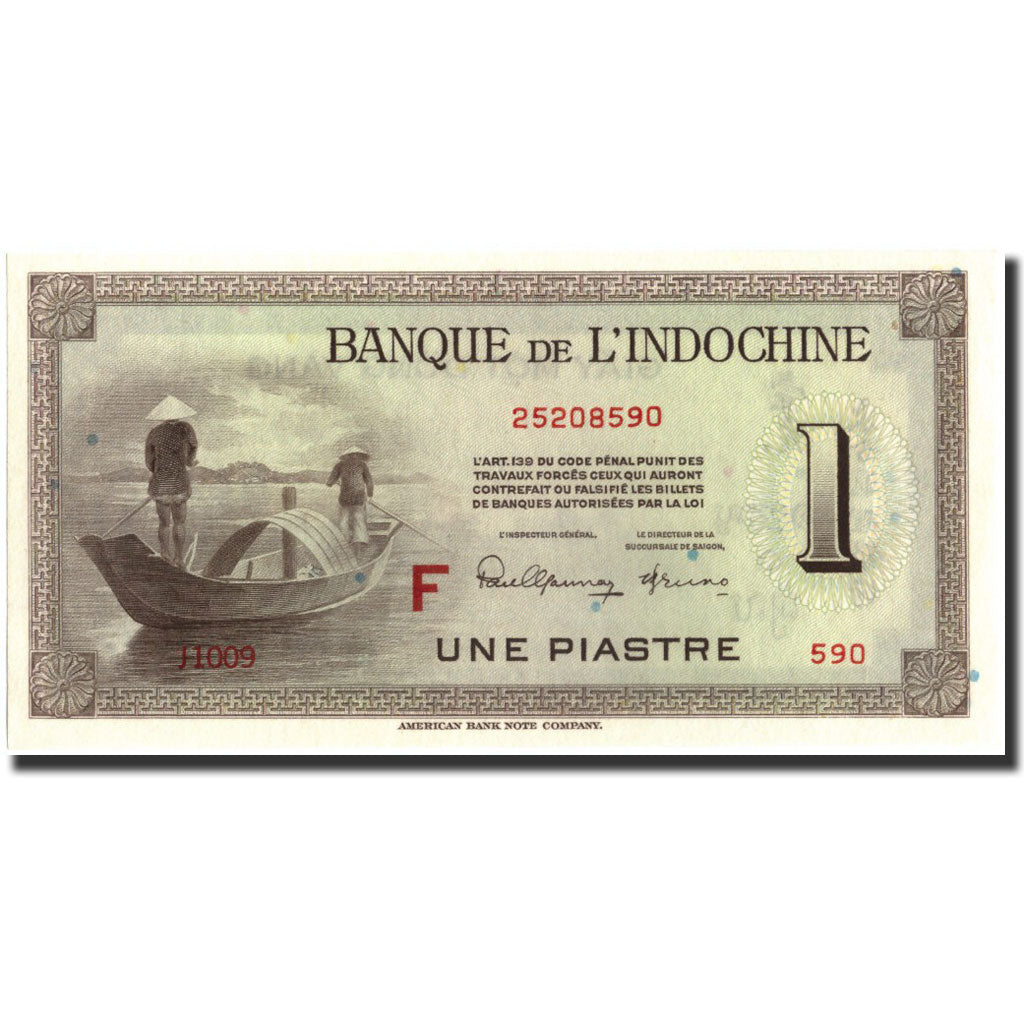 Banconote, INDOCINA FRANCESE, 1 Piastre, 1951, KM:76c, 1951, FDS