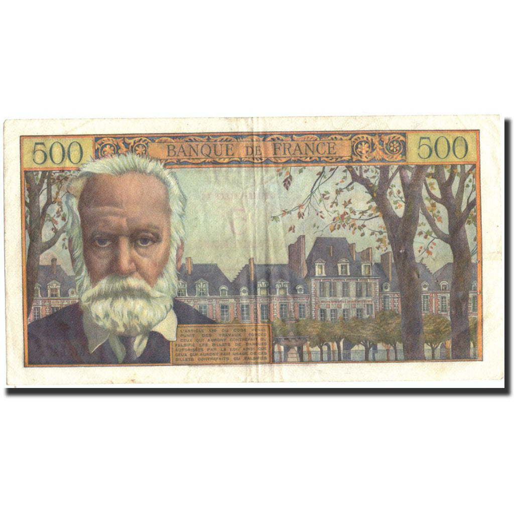 France, 5 Nouveaux Francs on 500 Francs, 1955-1959 Overprinted with ''Nouveaux