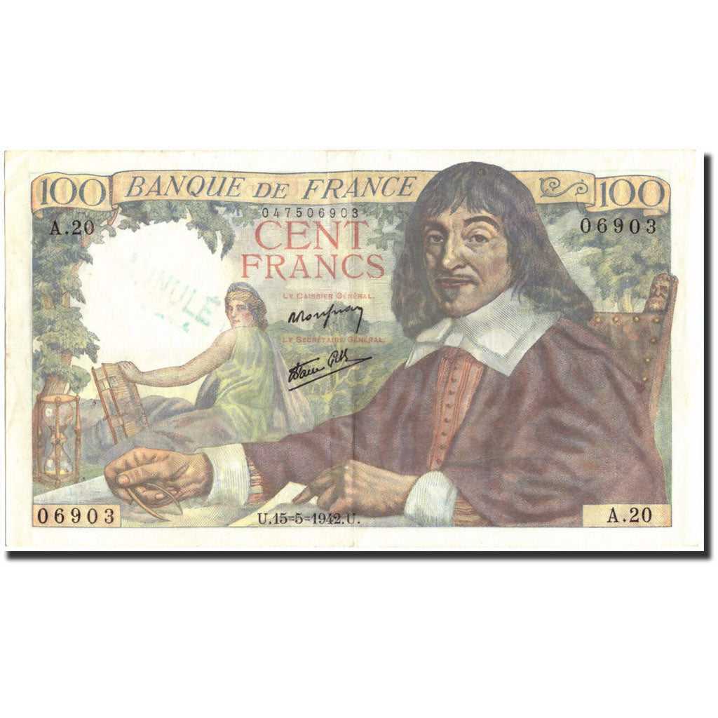 Frankreich, 100 Francs, 100 F 1942-1944 ''Descartes'', 1942, 1942-05-15, SS