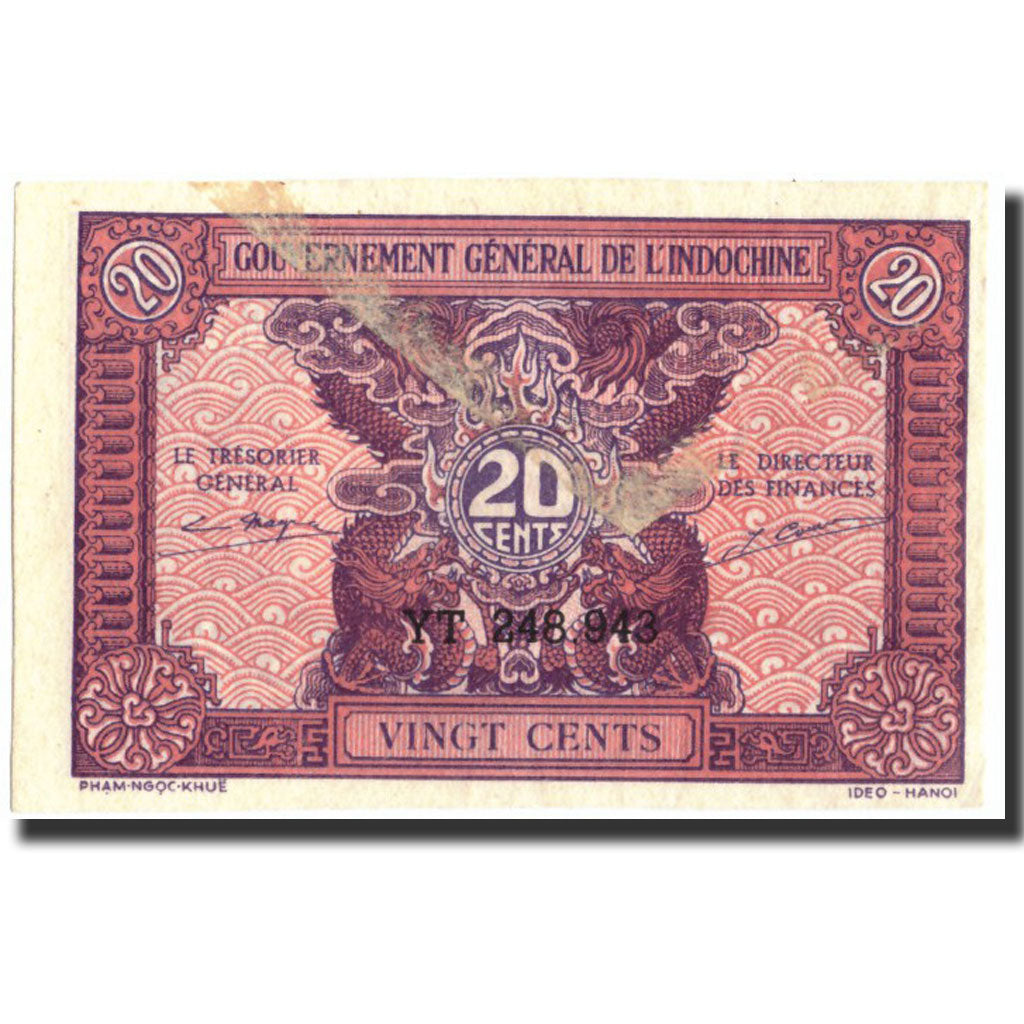 Banknote, FRENCH INDO-CHINA, 20 Cents, Undated (1942), Undated, KM:90, EF(40-45)