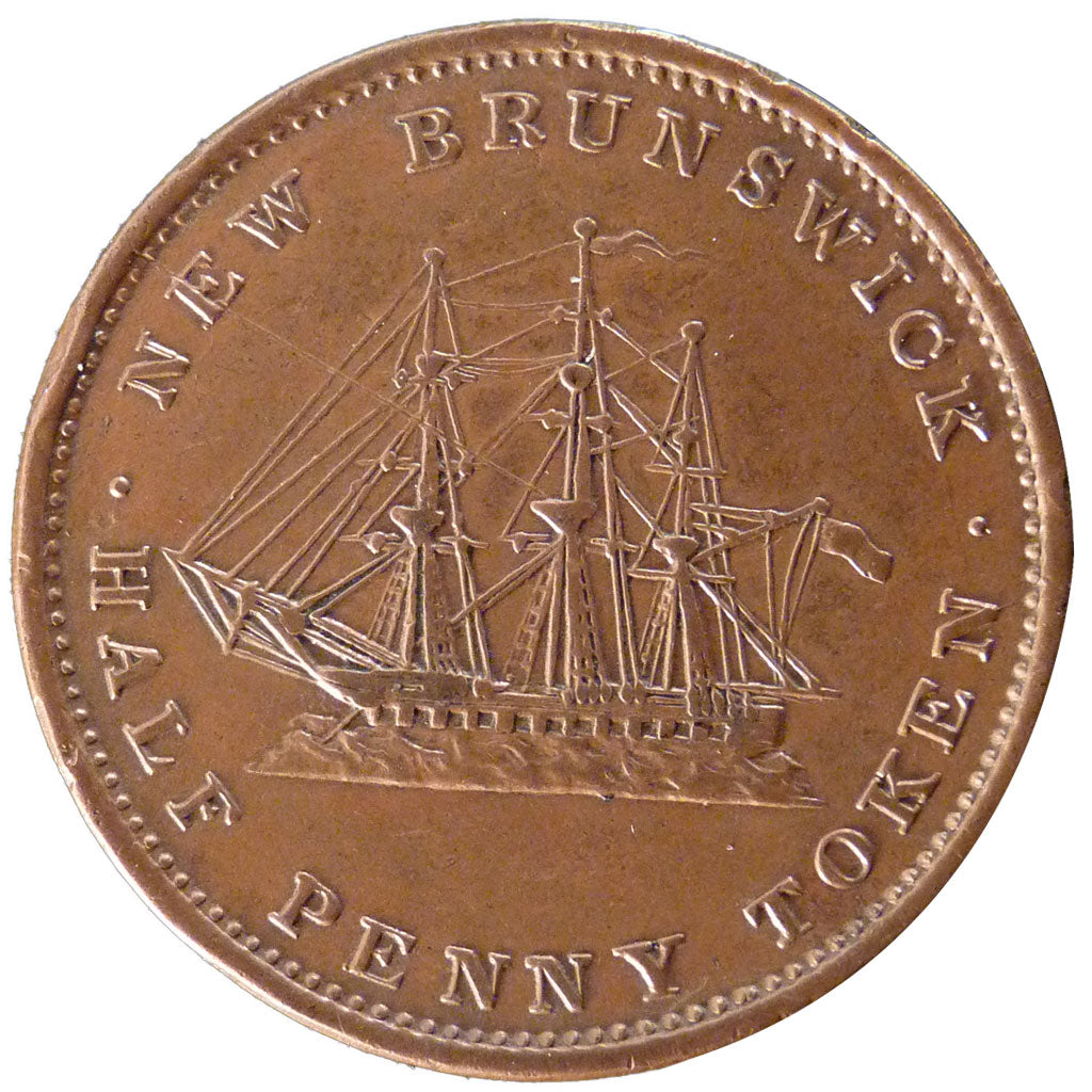 Canada, 1/2 Penny Token, 1843, KM #1, EF(40-45), Bronze, 8.50