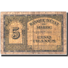 Banknote, Morocco, 5 Francs, 1944, 1944-03-01, KM:24, VG(8-10)
