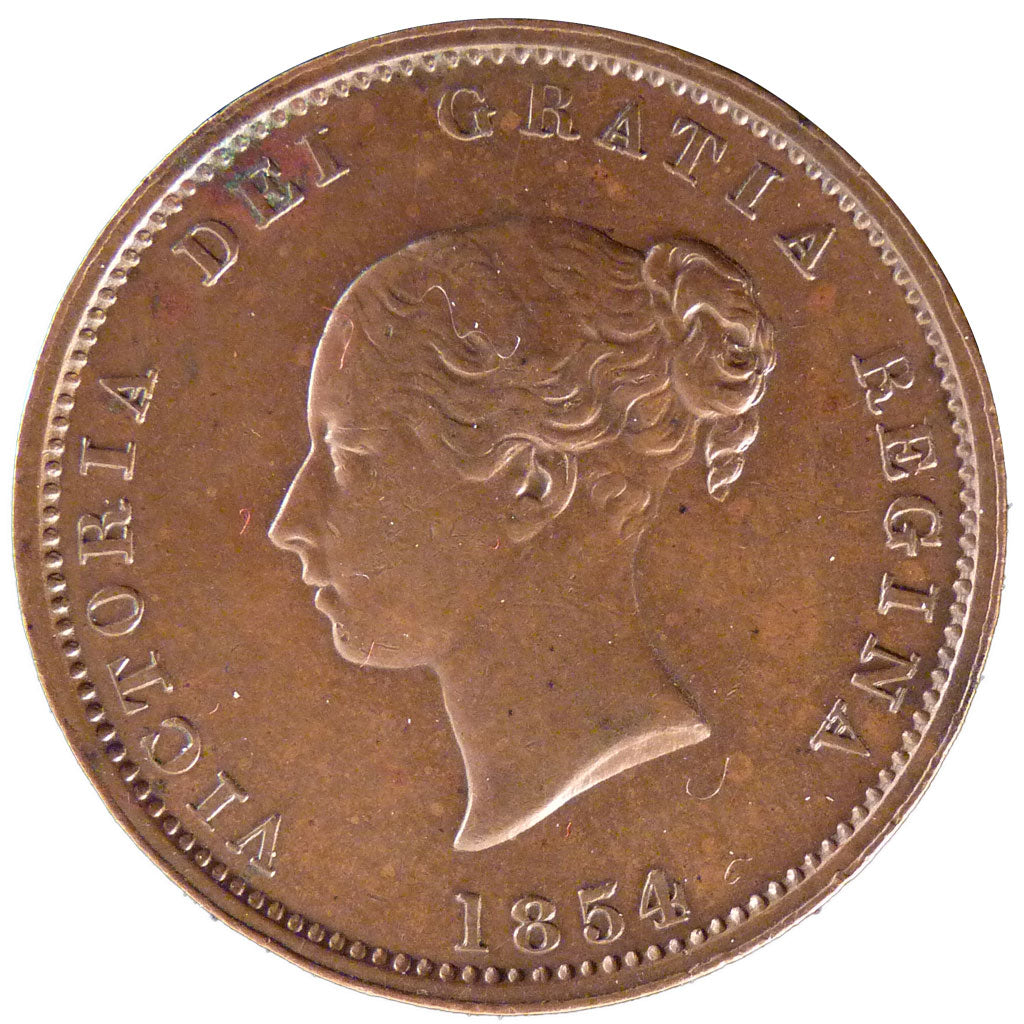 Canada, 1/2 Penny Token, 1854, KM #3, AU(55-58), Bronze, 7.70