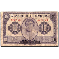 Banknote, Luxembourg, 10 Francs, Undated (1944), Undated, KM:44a, VG(8-10)