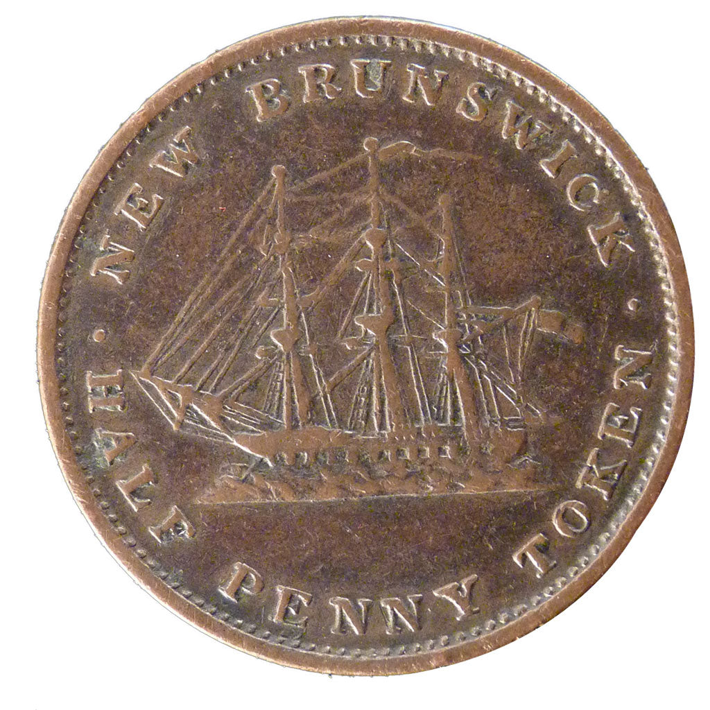 Canada, 1/2 Penny Token, 1843, KM #1, EF(40-45), Bronze, 8.70