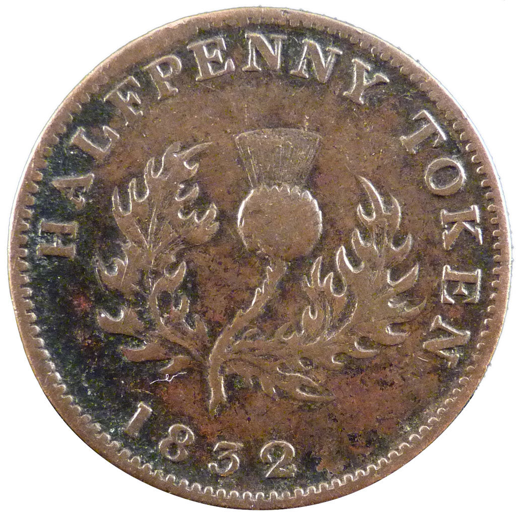 Canada, 1/2 Penny Token, 1832, EF(40-45), Bronze, 8.30