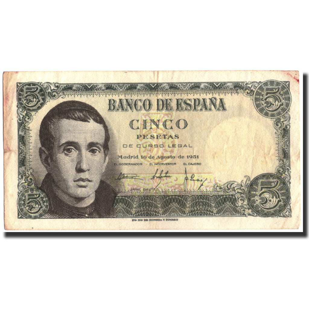 Banknote, Spain, 5 Pesetas, 1951, 1951-08-16, KM:140a, VF(30-35)