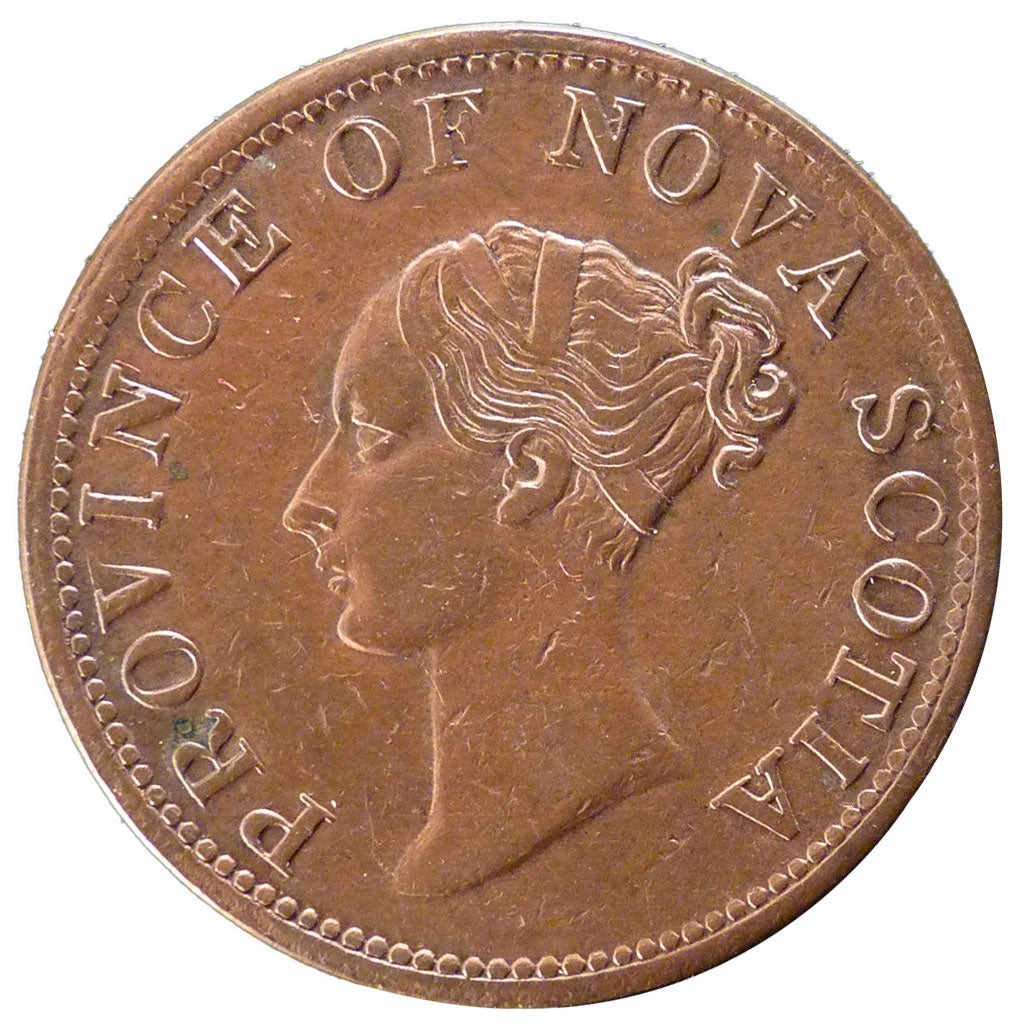 Canada, 1/2 Penny Token, 1840, KM #3, AU(50-53), Bronze, 8.40