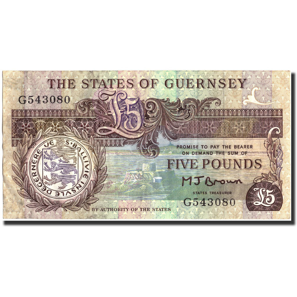 Banconote, Guernsey, 5 Pounds, undated (1980-89), KM:49a, Undated, BB+