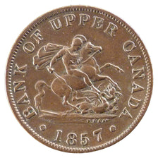 Canada, 1/2 Penny Token, 1857, KM #Tn 2, EF(40-45), Bronze, 7.80