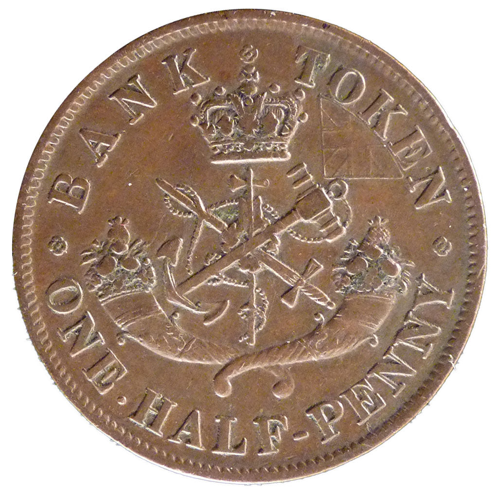 Canada, 1/2 Penny Token, 1857, KM #Tn 2, EF(40-45), Bronze, 7.80