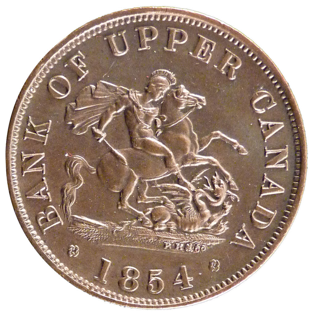 Canada, 1/2 Penny Token, 1854, KM #Tn 2, EF(40-45), Bronze, 8.20