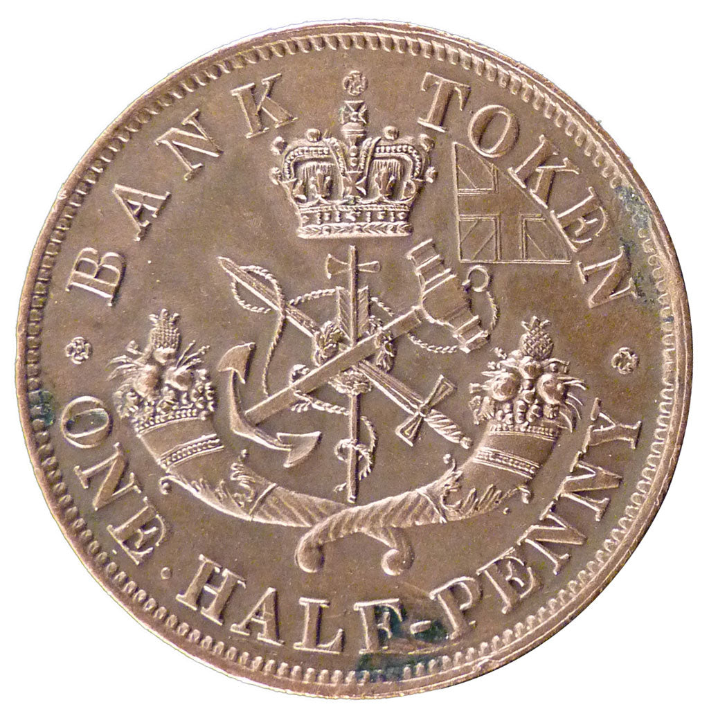 Canada, 1/2 Penny Token, 1854, KM #Tn 2, EF(40-45), Bronze, 8.20