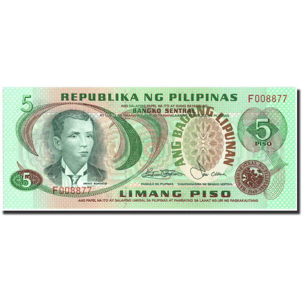 Banconote, Filippine, 5 Piso, Undated, Undated, KM:160c, FDS