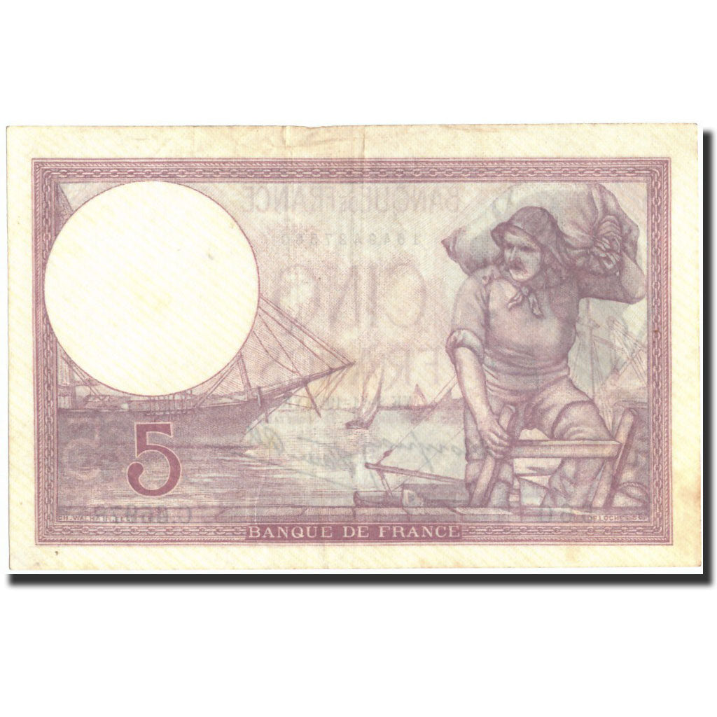 France, 5 Francs, 5 F 1917-1940 ''Violet'', 1939, 1939-11-02, AU(50-53), KM:83