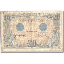 France, 20 Francs, 20 F 1905-1913 ''Bleu'', 1912, 1912-09-25, B, Fayette:10.2