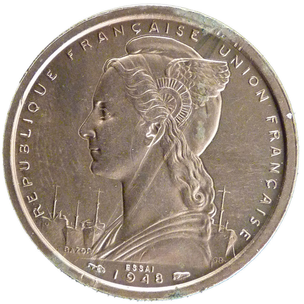 C&ocirc;te Fran&ccedil;aise des Somalis, 2 Francs, 1948, MS(65-70),...