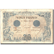 França, 20 Francs, Noir, 1874-12-11, W.166, VF(20-25)