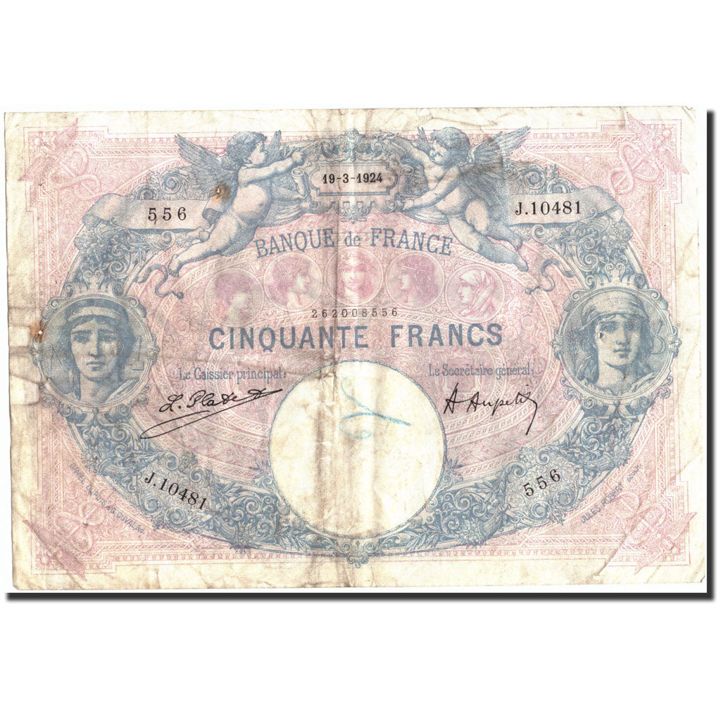 Frankreich, 50 Francs, 50 F 1889-1927 ''Bleu et Rose'', 1924, 1924-03-19, SGE