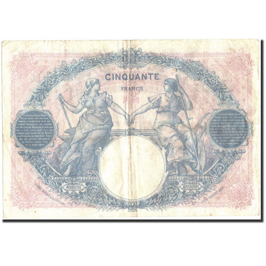 France, 50 Francs, 50 F 1889-1927 ''Bleu et Rose'', 1924, 1924-03-19, VF(30-35)