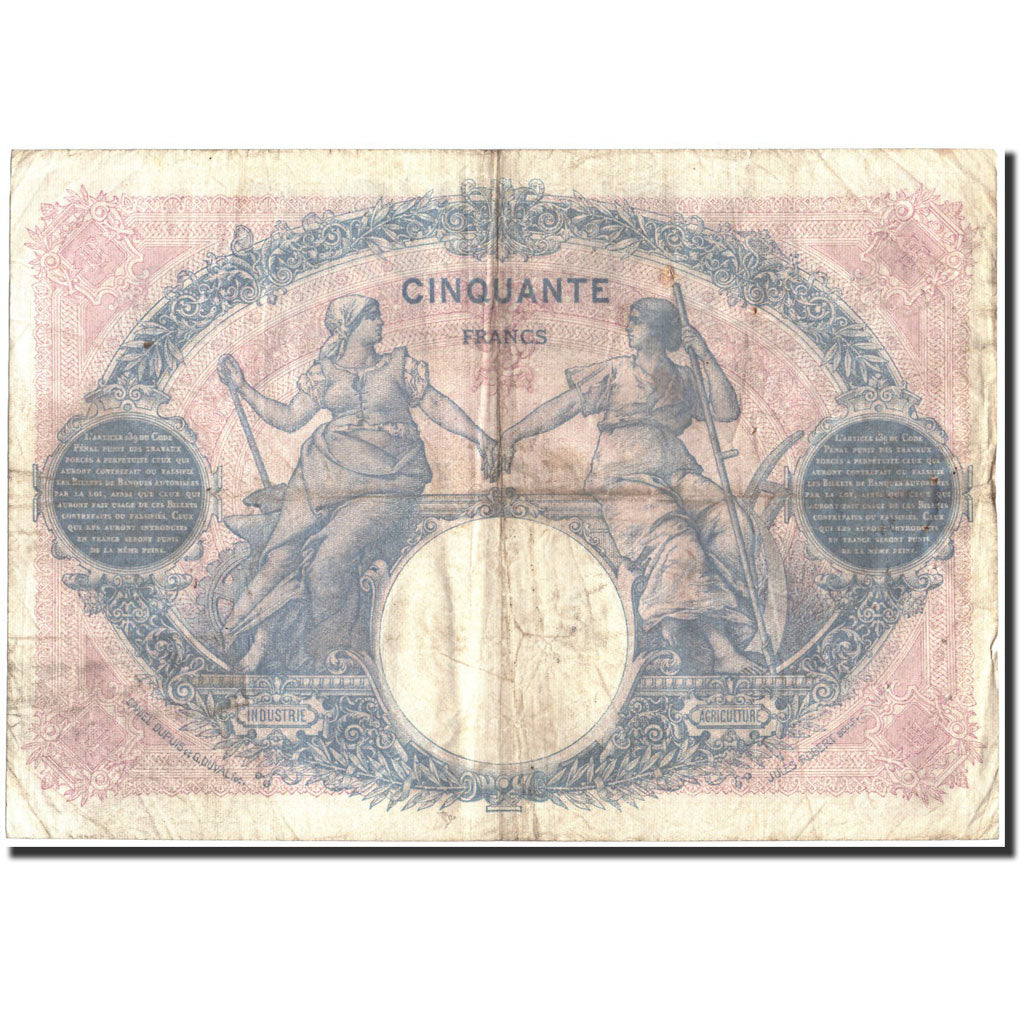 Francia, 50 Francs, 50 F 1889-1927 ''Bleu et Rose'', 1924, 1924-01-23, MB