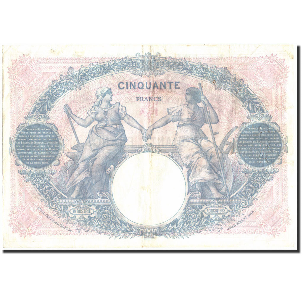 France, 50 Francs, 50 F 1889-1927 ''Bleu et Rose'', 1924, 1924-04-15, VF(20-25)
