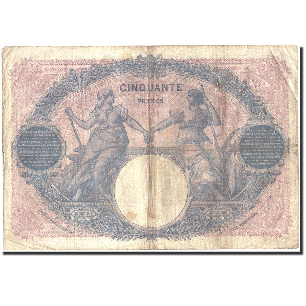 France, 50 Francs, 50 F 1889-1927 ''Bleu et Rose'', 1919, 1919-03-22, F(12-15)