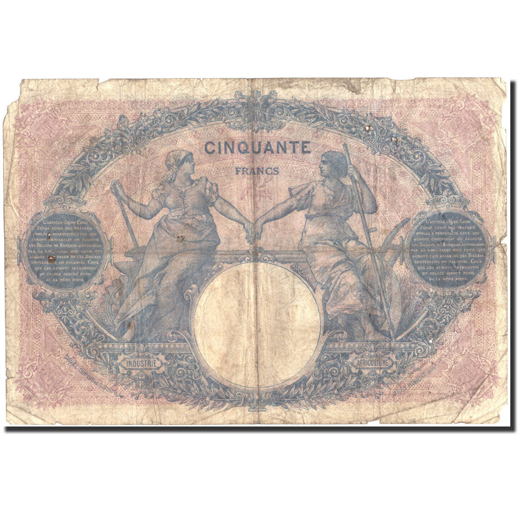 France, 50 Francs, 50 F 1889-1927 ''Bleu et Rose'', 1919, 1919-06-07, VG(8-10)